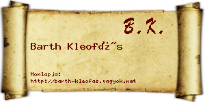 Barth Kleofás névjegykártya